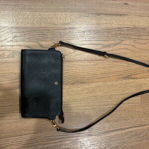 Tory Burch black peppled leather crossbody handbag